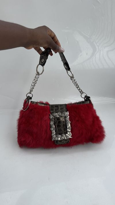 Red Fur Pochette Bag
