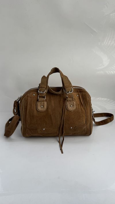 Tan Suede Fringe Satchel 