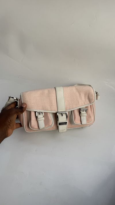 Blush Woven Buckle Satchel 
