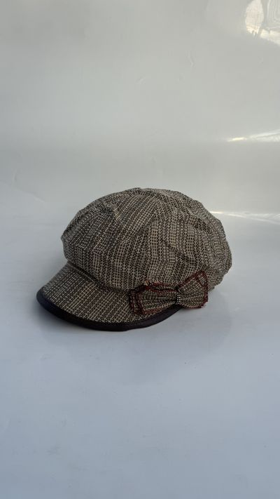 Tweed Bow Newsboy Cap
