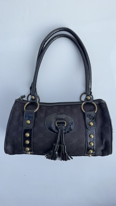 Woven Jacquard Tassel Barrel Bag