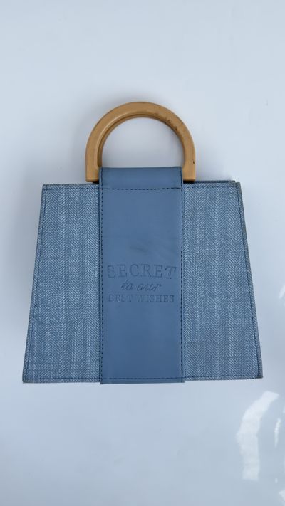 Herringbone Wood-Handle Tote