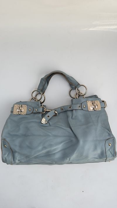 Powder Blue Buckle Satchel
