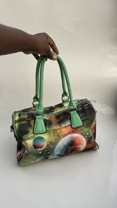Galaxy Print Top-Handle Bag