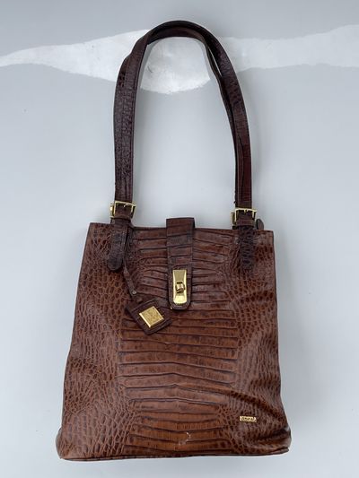 Croc-Embossed Gold Hardware Tote